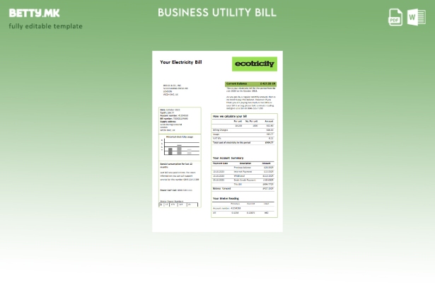 модерен стил Шаблон за деловна сметка за комунални услуги за електрична енерги 1